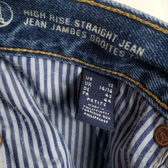 Land's End Women's 12 High Rise Straight Blue Jeans - Picture 9 of 11